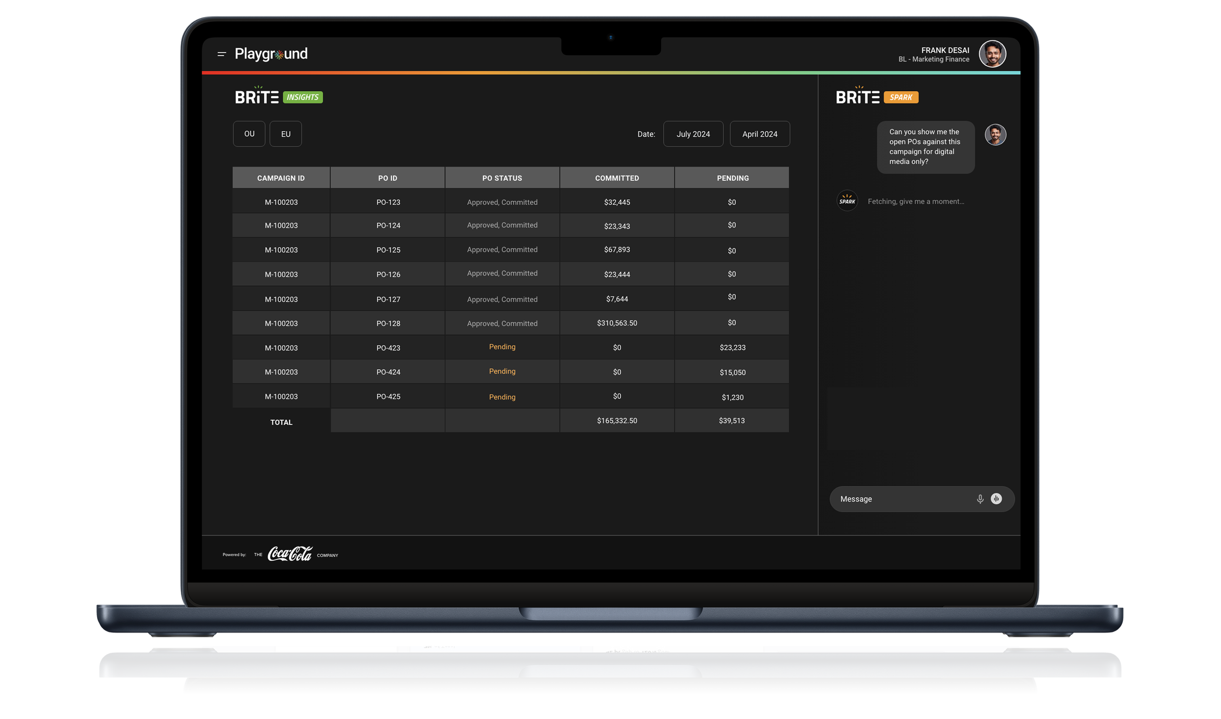 Brite Insights open purchase orders view