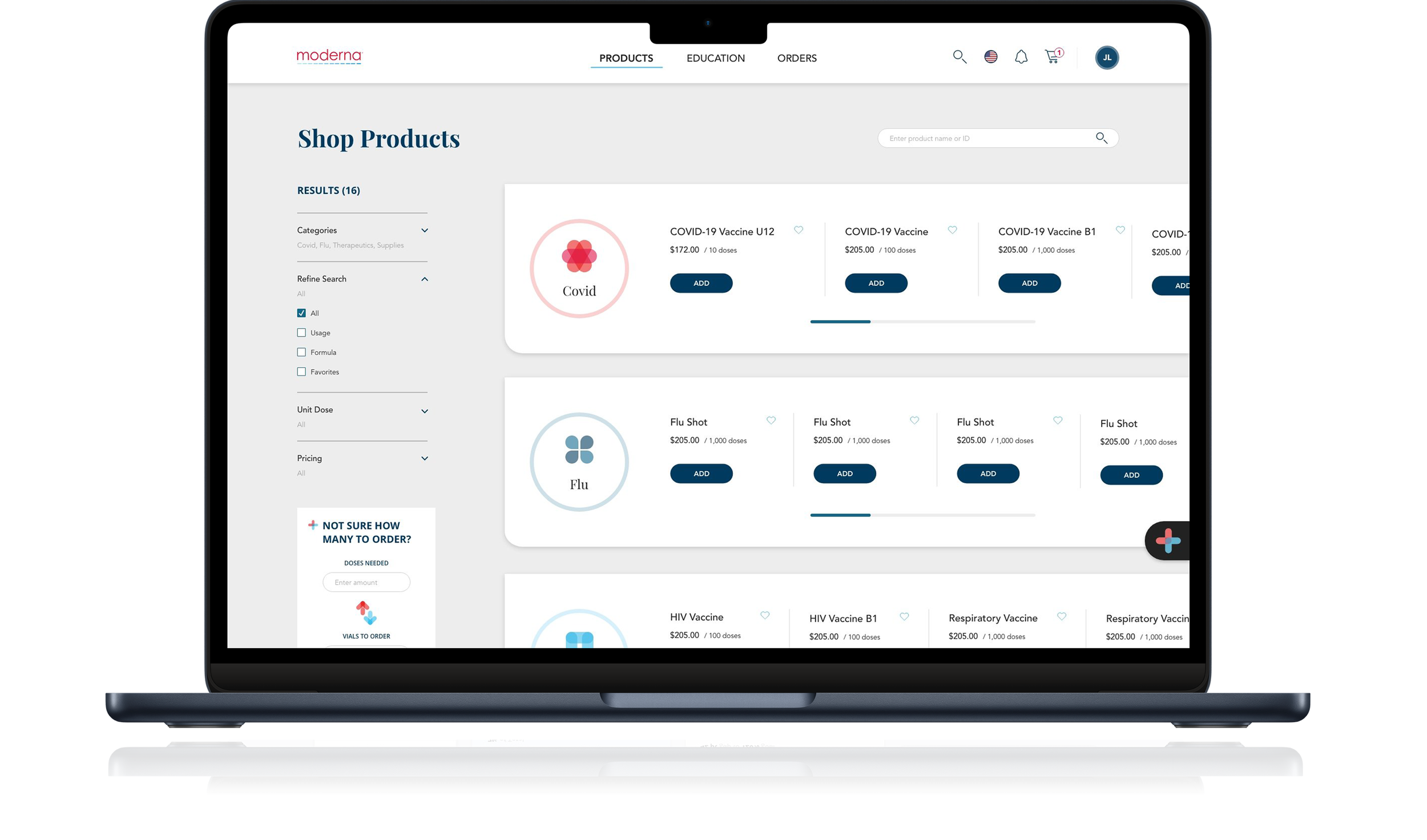 Moderna Direct product catalog