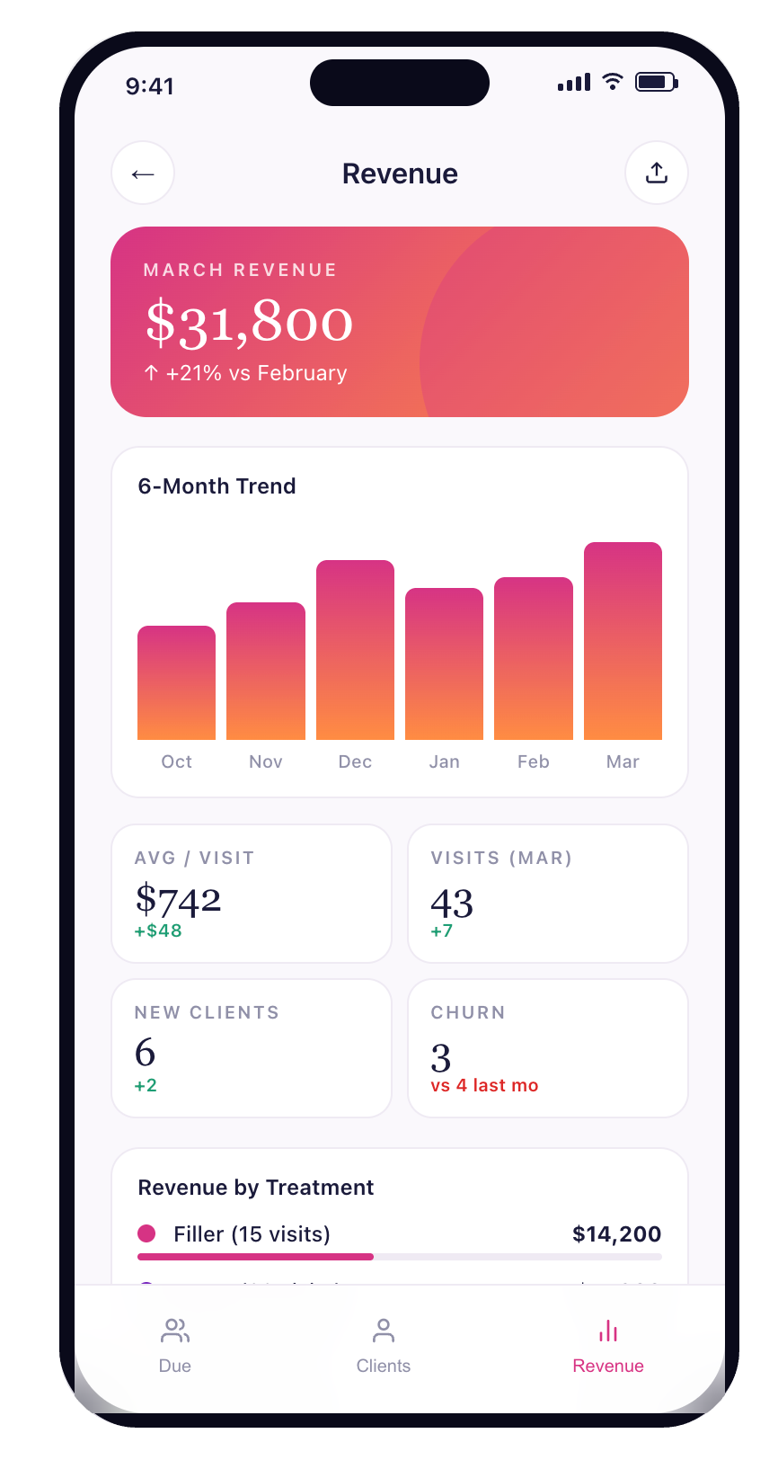 Rinnova provider revenue screen